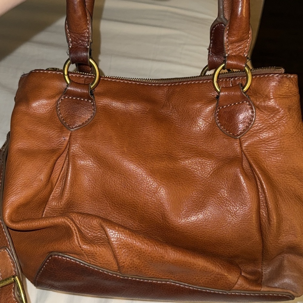 J.Crew chestnut genuine leather satchel - Picture 5 of 10